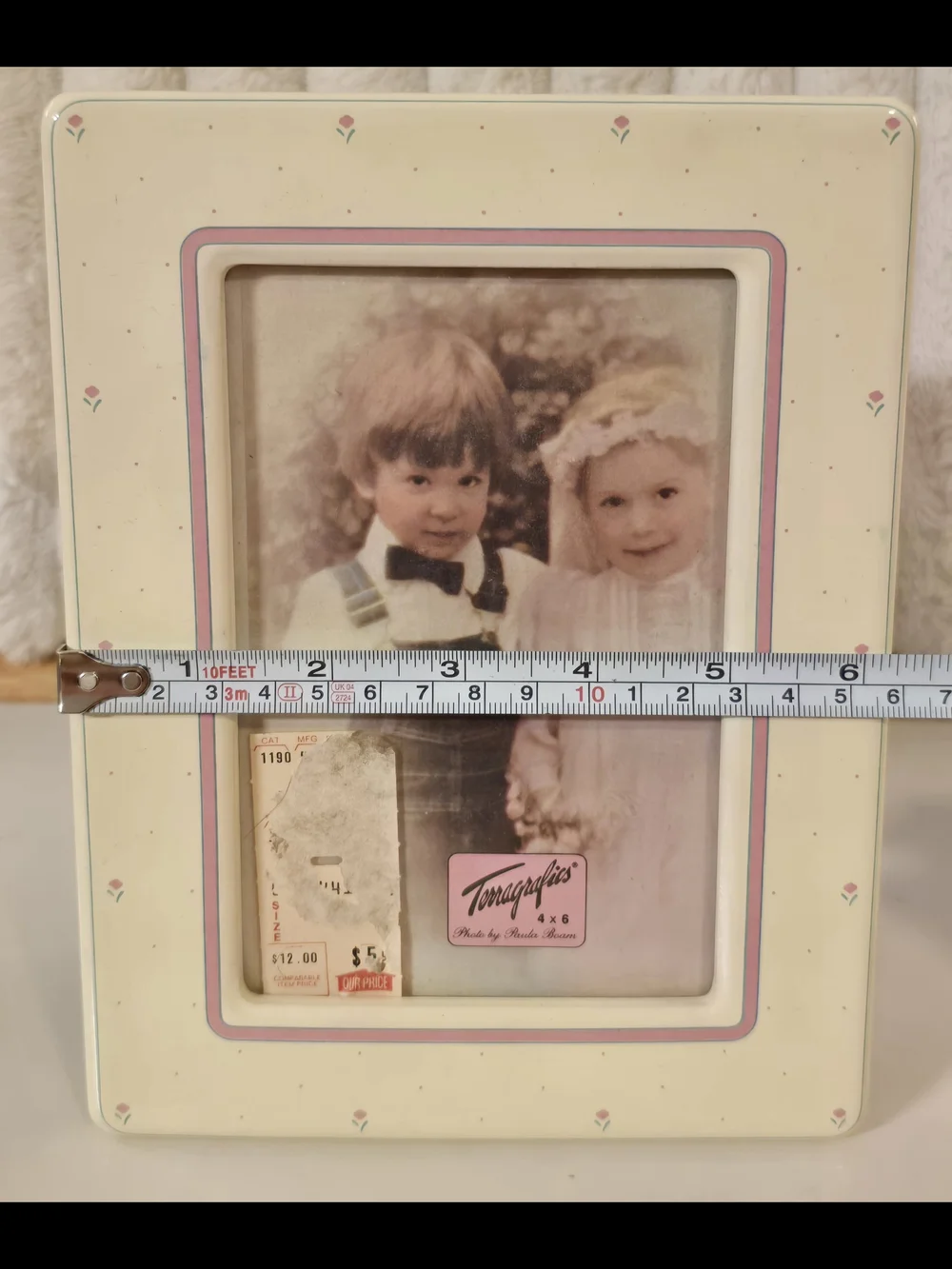 NWOB Vintage Terragraphics Ceramic Floral 4x6 Photo Frame Cottagecore